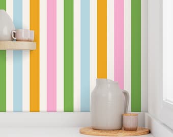 Colorful Striped Temporary Wallpaper, Removable Peel and Stick