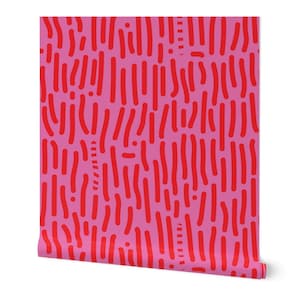 Hot Pink Abstract Stripe Removable Wallpaper - Etsy