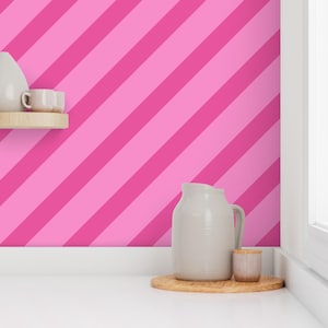 Pink striped wallpaper, bold wallpaper, diagonal stripe wallpaper, funky wallpaper, monochromatic pink wallpaper, bold modern wallpaper,