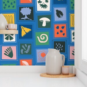 Forest wallpaper, colorful wallpaper, animals wallpaper, nature wallpaper, nursery wallpaper Removable peel and stick, pre-pasted wallpaper