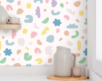 Funky Pastel Abstract Wallpaper, Kids Nursery, Removable Peel and Stick