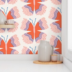 Butterfly wallpaper, girls wallpaper, nursery wallpaper, animal wallpaper, colorful wallpaper, kids wallpaper renters removable wallpaper