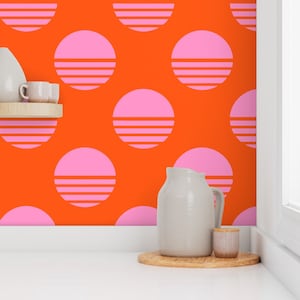 Funky wallpaper, bold wallpaper, red and pink wallpaper, removable wallpaper, maximalist wallpaper, peel and stick wallpaper RENTER FRIENDLY
