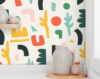 Abstract Shapes Peel and Stick Wallpaper, Kids Nursery Decor