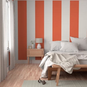 Jumbo red and white vertical stripe wallpaper, red striped wallpaper, vertical stripes, colorful kids wallpaper, removable kids wallpaper