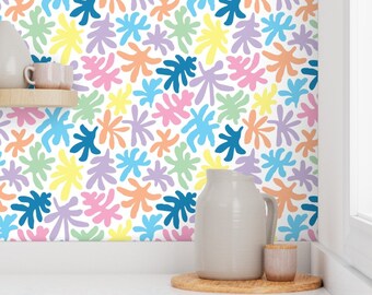 Modern abstract shapes wallpaper, Kids playroom wallpaper, colorful wallpaper. Modern kids wallpaper REMOVABLE | RENTER FRIENDLY