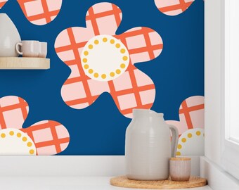 Funky Flower Wallpaper, Modern Floral, Removable Peel and Stick