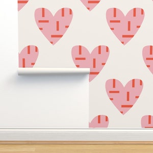 Heart wallpaper | Valentines Day wallpaper | Kids playroom wallpaper | Girls wallpaper | Peel & Stick Wallpaper, Heart temporary wallpaper