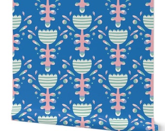 Pastel Floral Scandinavian Wallpaper, Removable Renter Friendly