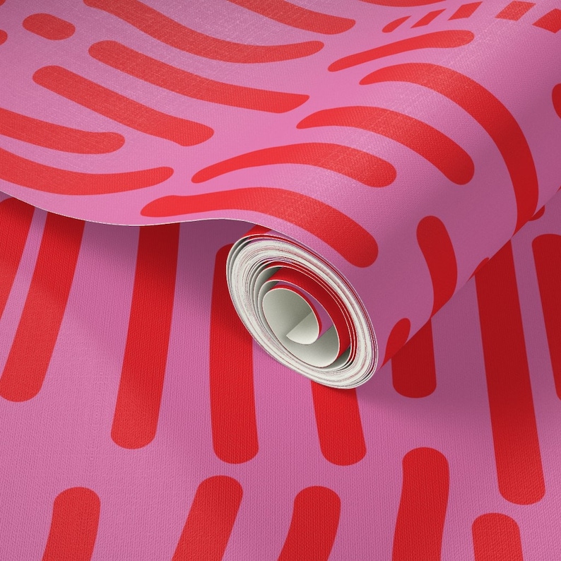 Hot Pink Abstract Stripe Removable Wallpaper - Etsy