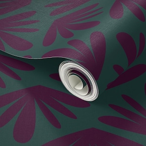 Moody wallpaper, elegant floral wallpaper, teal wallpaper, dark wallpaper, gothic wallpaper, removable wallpaper, modern wallpaper
