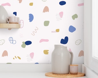 Boho Kids Wallpaper, Abstract Shapes, Nursery Decor
