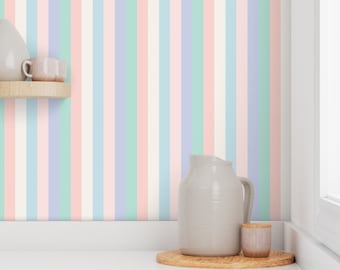 Pastel Stripe Removable Wallpaper, Preppy Decor