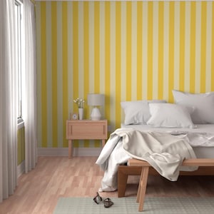 Luxury wallpaper, yellow wallpaper, yellow stripes wallpaper, accent wallpaper, removable wallpaper temporary wallpaper, modern wallpaper