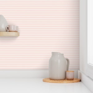 Preppy wallpaper, pastel pink striped wallpaper nursery wallpaper, girls wallpaper, removable wallpaper, renters wallpaper