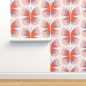 Butterfly wallpaper, girls wallpaper, nursery wallpaper, animal wallpaper, colorful wallpaper, kids wallpaper renters removable wallpaper