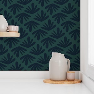 Moody wallpaper, elegant floral wallpaper, teal wallpaper, dark wallpaper, gothic wallpaper, removable wallpaper, modern wallpaper
