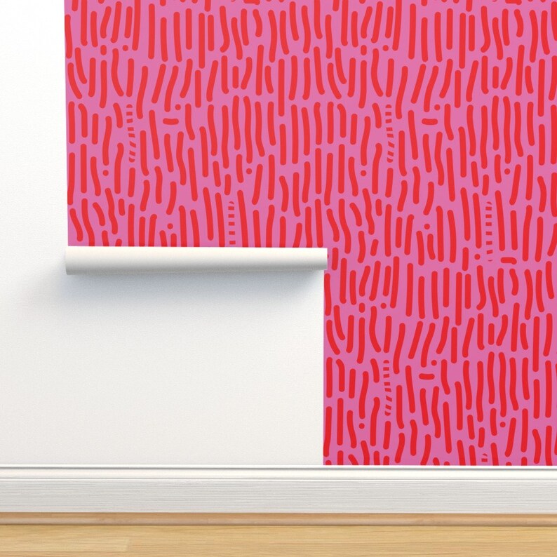 Hot Pink Abstract Stripe Removable Wallpaper - Etsy