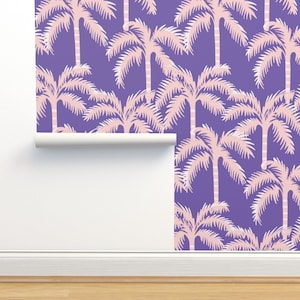 Tropical wallpaper, coastal wallpaper, funky wallpaper, teal wallpaper, beach house decor, palm tree wallpaper, accent wallpaper