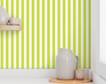 Lime Green Striped Wallpaper, Funky Removable Accent Decor
