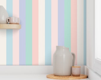 Pastel Gelato Stripes Removable Wallpaper, Preppy Decor