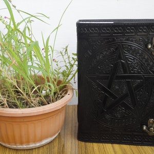 600 page large Black Pentagram Embossed Leather Journal Writing Leather notebook leather grimoire book Handmade Leather Journal gift him/her