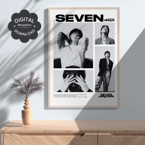 Jungkook Seven Poster, BTS Collage Minimalist Music Print, Digital Download, KPOP Printable Wall Decor, ARMY Gift Art
