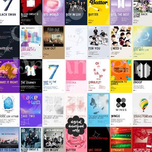 BTS Album Posters, Digital Download, Complete album + singles and solos, KPOP Aesthetic Wall Decor