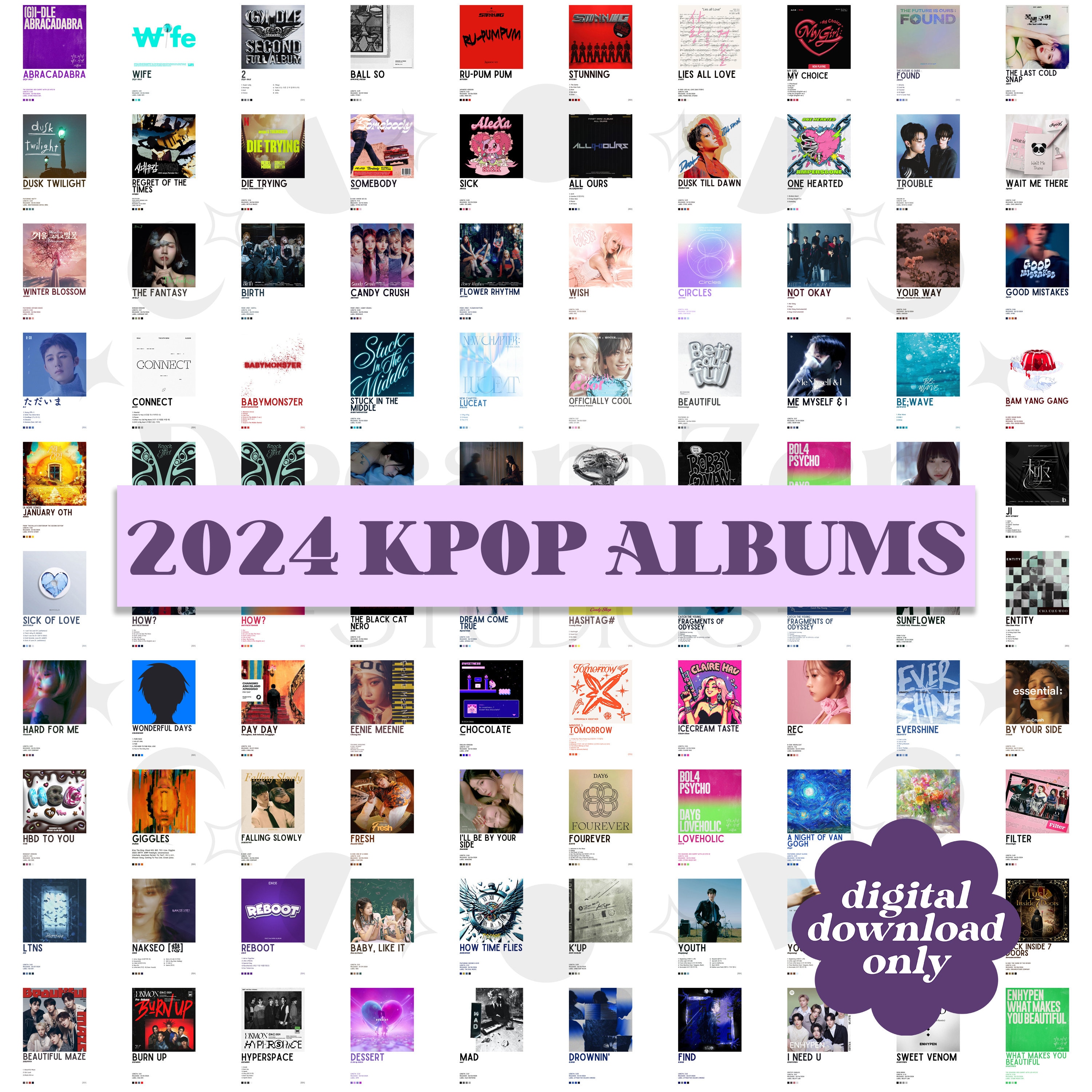 1000+ KPOP 2024 Album Posters Kit, Minimalist Album, Digital