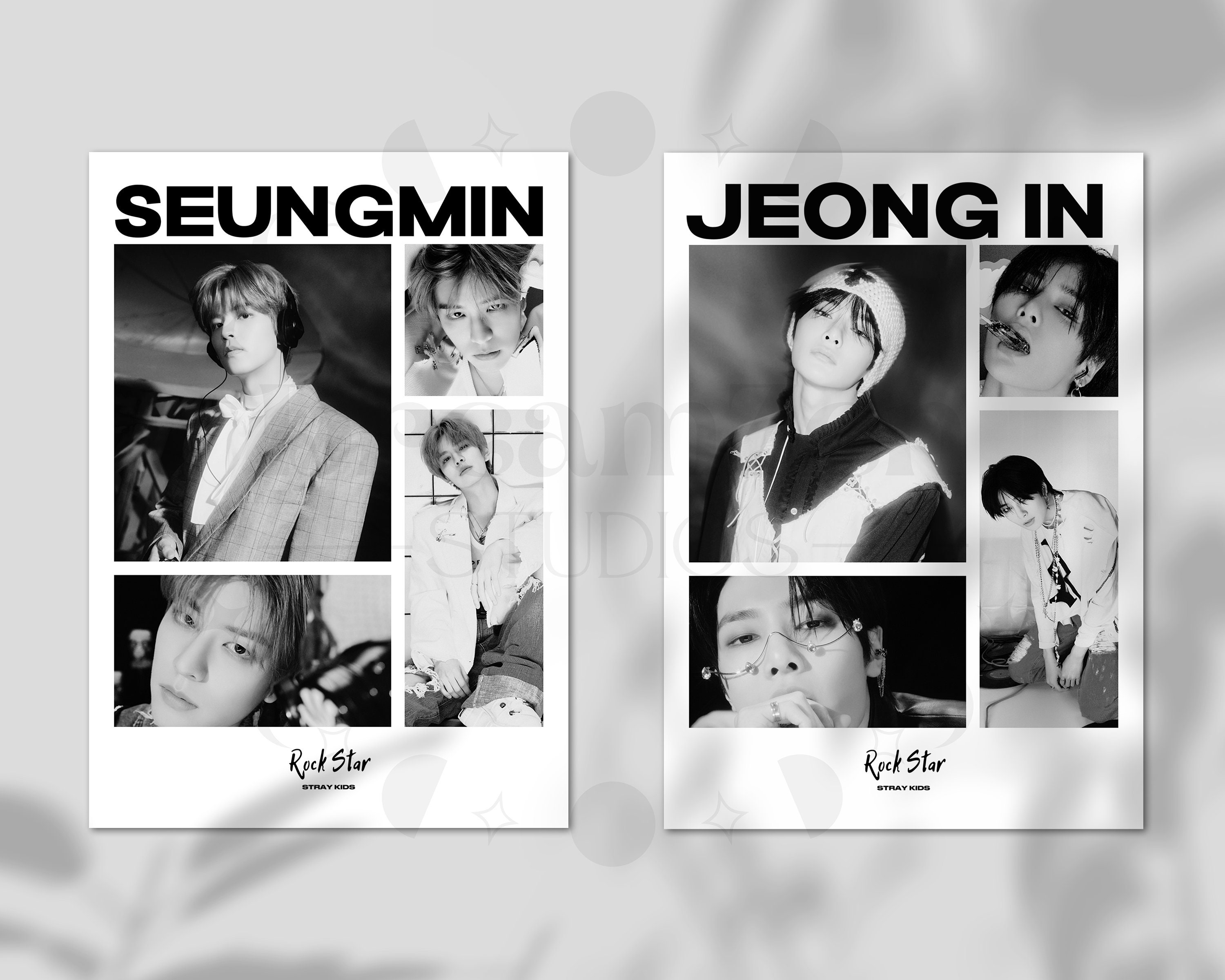 Stray Kids - Rock Star Poster, Set of 8 Digital Print, Kpop Collage ...