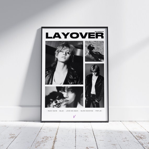Taehyung Layover Poster, BTS Collage Minimalist Music Print