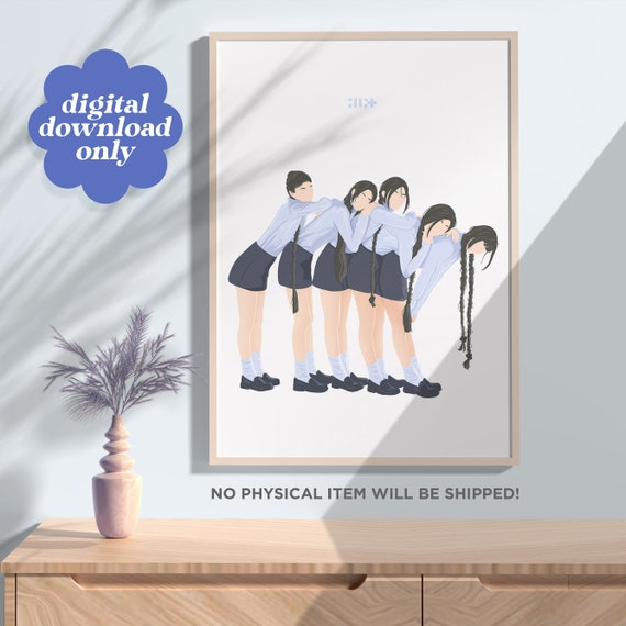 ILLIT Magnetic Art Print, KPOP Minimalist Illustration (digital