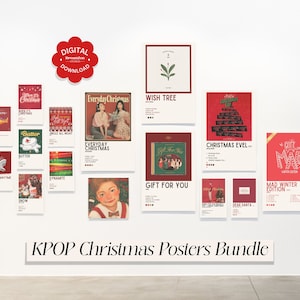 Plakat z piosenkami świątecznymi KPOP, plakat albumu, wydruki galerii świątecznych zimowych, pakiet dekoracji ściennych kolażowych