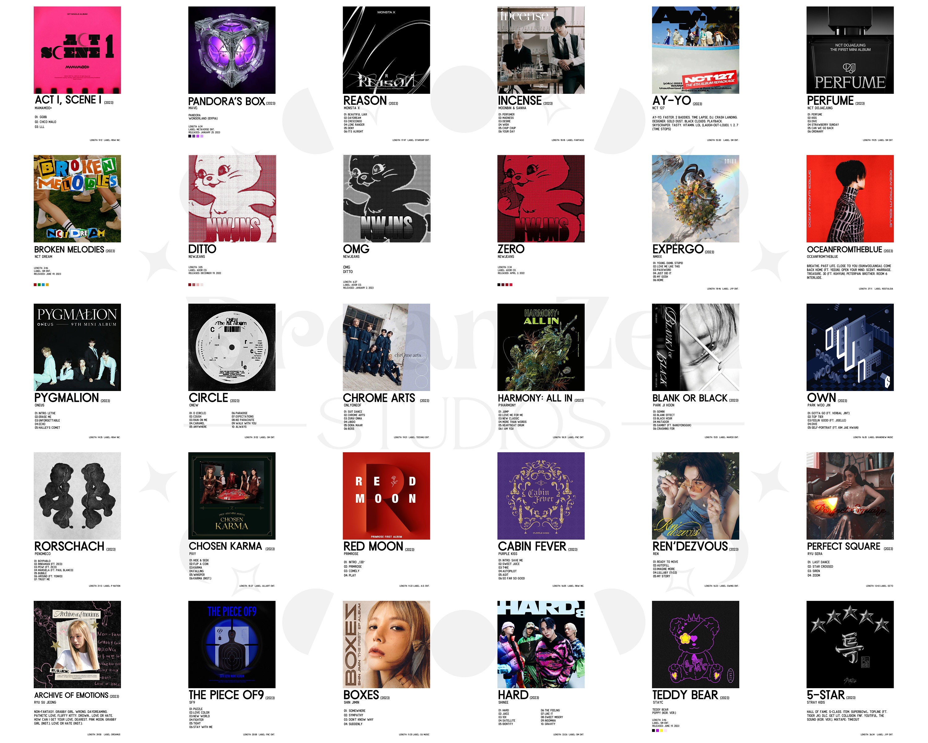 1000+ KPOP 2023 Album Posters Kit, Minimalist Album, Digital