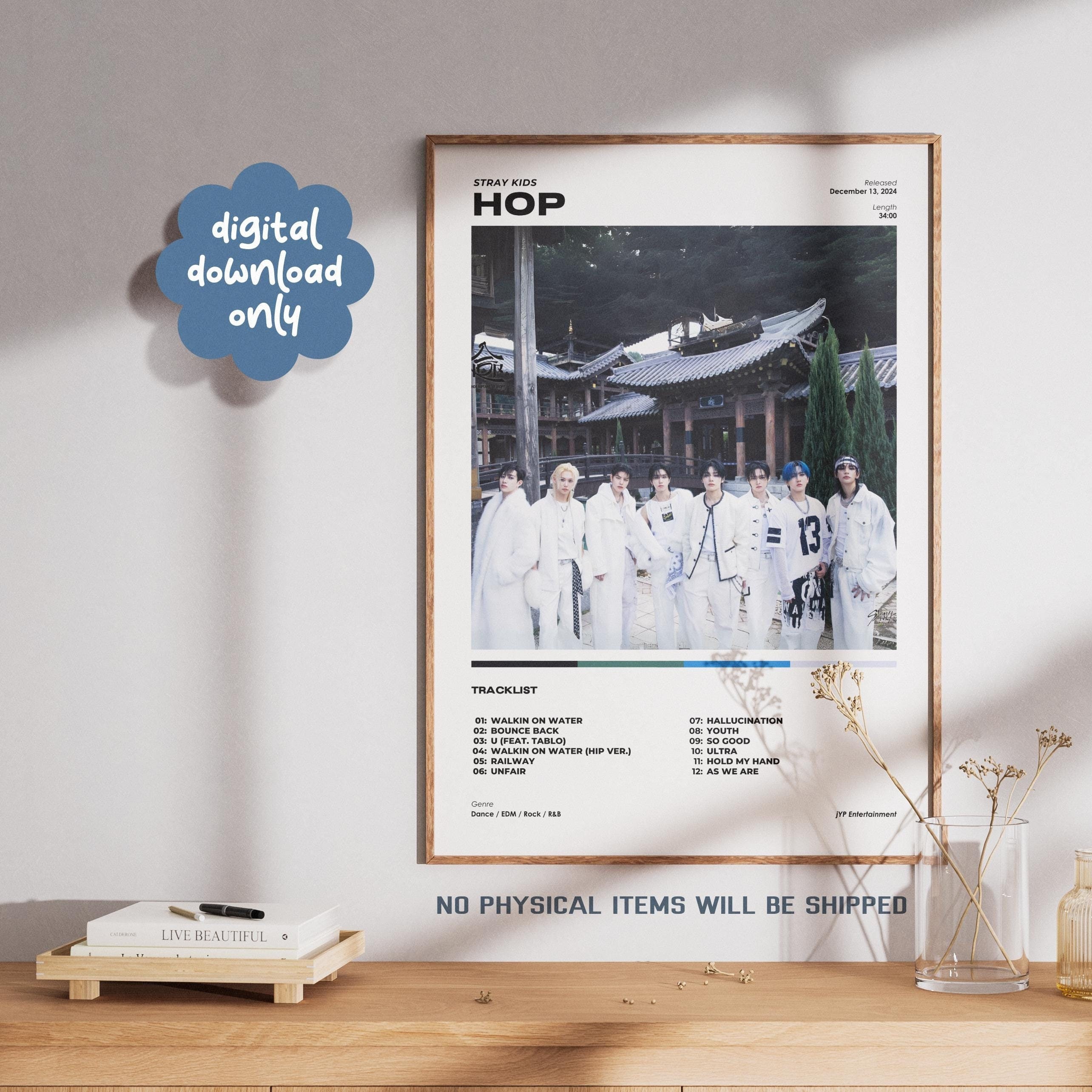 Printable SKZ - HOP Album Poster, Stray Kids Minimalist Music Print, Digital Download, Aesthetic Stay KPOP Wall Decor