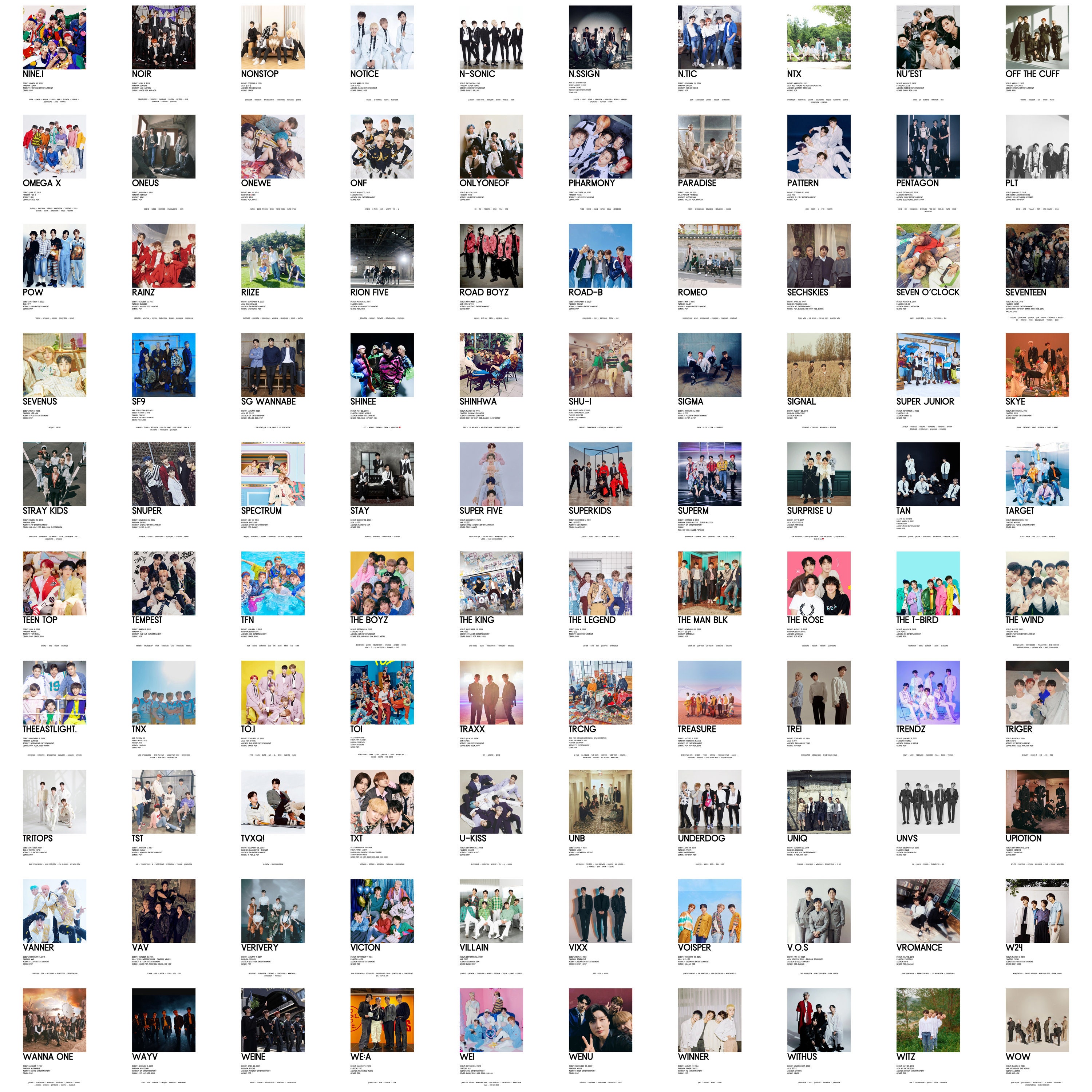 600以上のKPOPグループのポスター、KPOPガールグループ、ボーイ