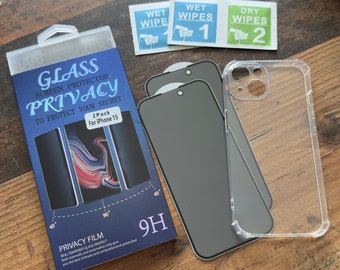 Phone Case For iPhone 15 14 13 12 11 Pro Max Mini 2 Tempered Glass Privacy Screen Protector