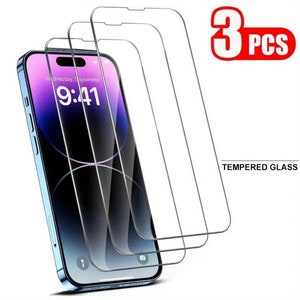 3x Real Glass for iPhone 15 14 13 12 11 Pro Max Mini Tempered Glass Screen Protector image 2