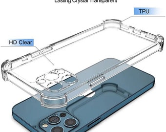 Cell Phone Case For iPhone 15 14 13 12 11 Pro Max Mini Plus Corner Protection Tempered Glass