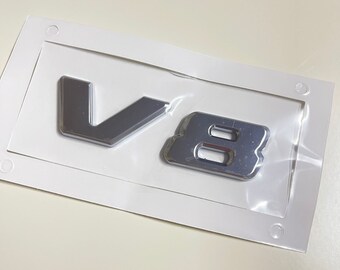 V8 Emblem Zeichen Chrom Kunststoff Schriftzug 3D Logo Autoaufkleber Tuning 7*2cm