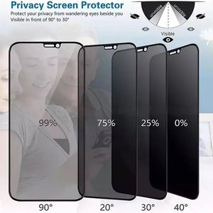 2x tempered film glass privacy screen protector for iPhone 15 14 13 12 11 Pro Max image 3