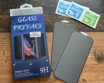 2x tempered film glass privacy screen protector for iPhone 15 14 13 12 11 Pro Max