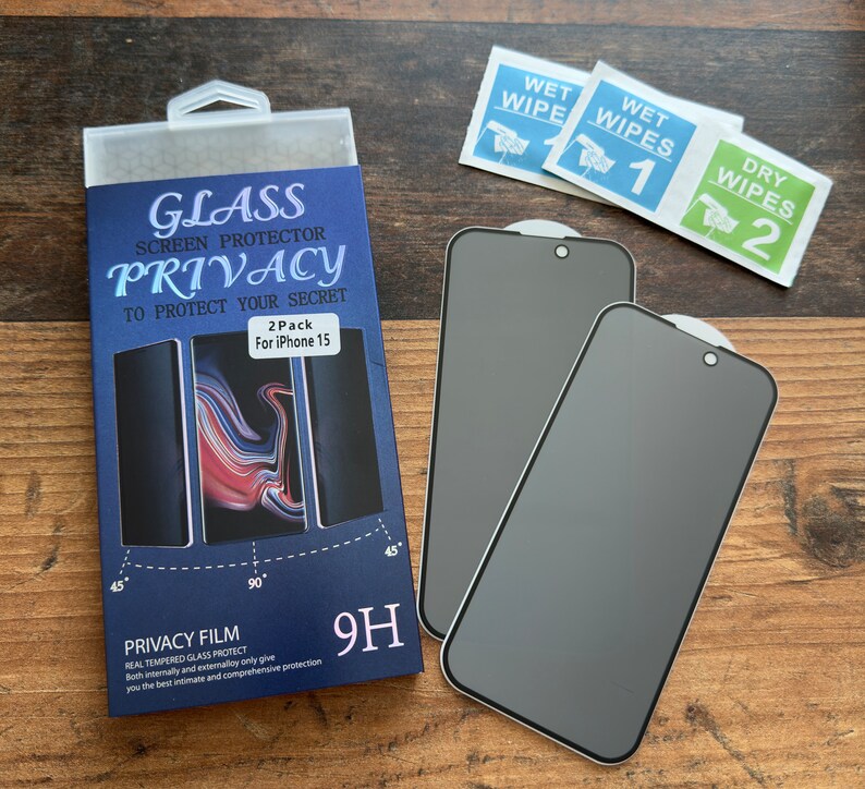 2x tempered film glass privacy screen protector for iPhone 15 14 13 12 11 Pro Max image 2