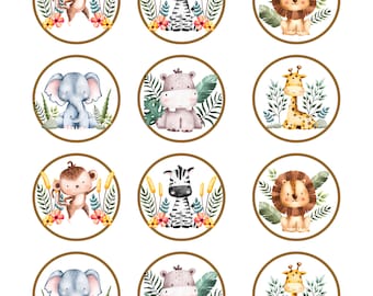 Safari Dieren Verjaardag Cupcake Toppers AFDRUKBAAR