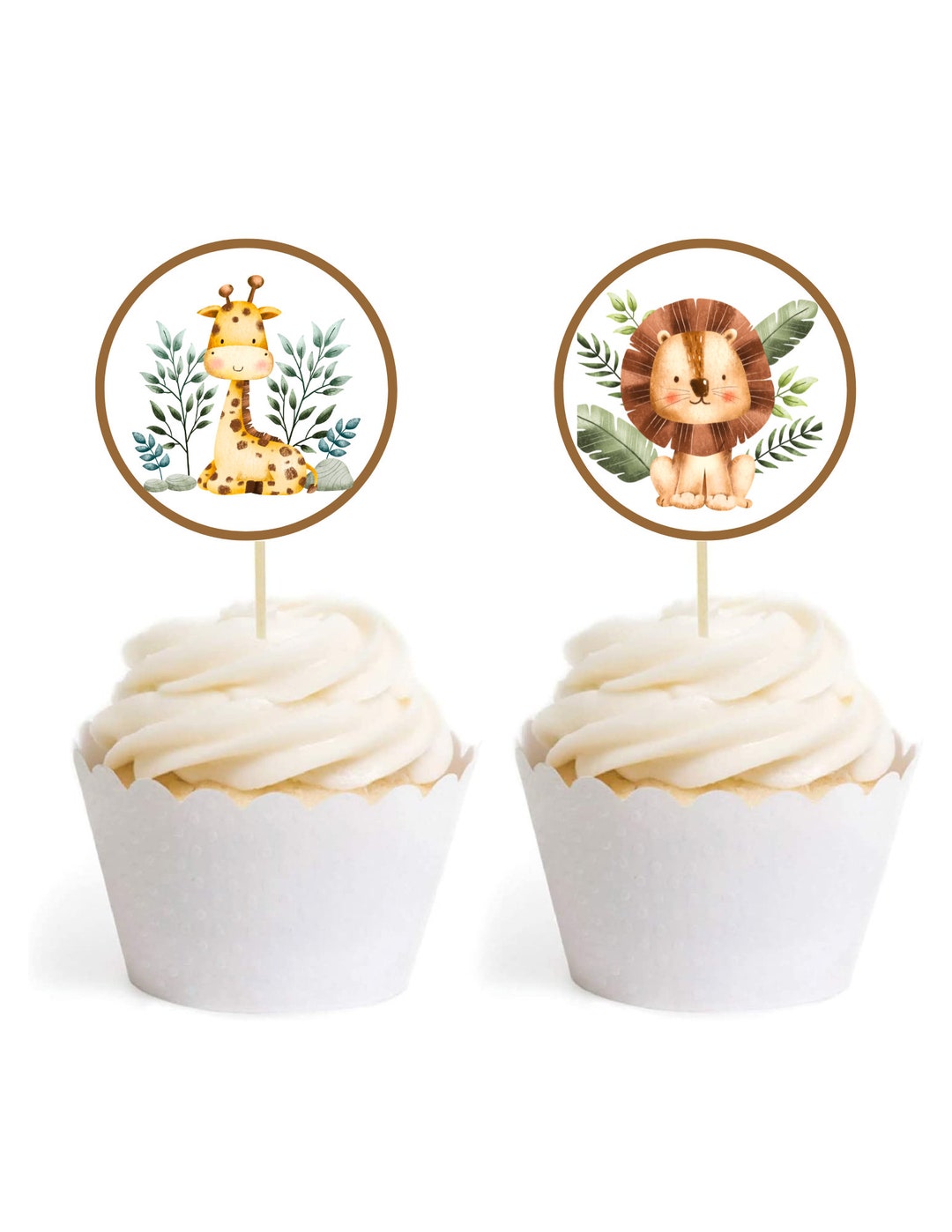 Safari Animals Birthday Cupcake Toppers PRINTABLE - Etsy