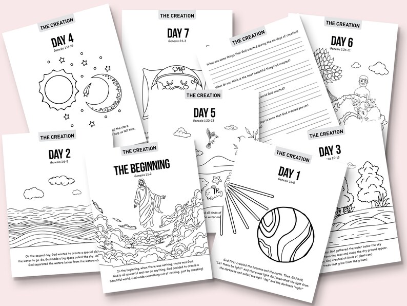 The Creation Bible Story Coloring Pages Sunday - Etsy
