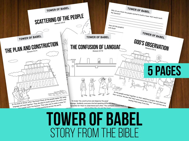 Tower of Babel Bible Story Coloring Pages-sunday School - Etsy