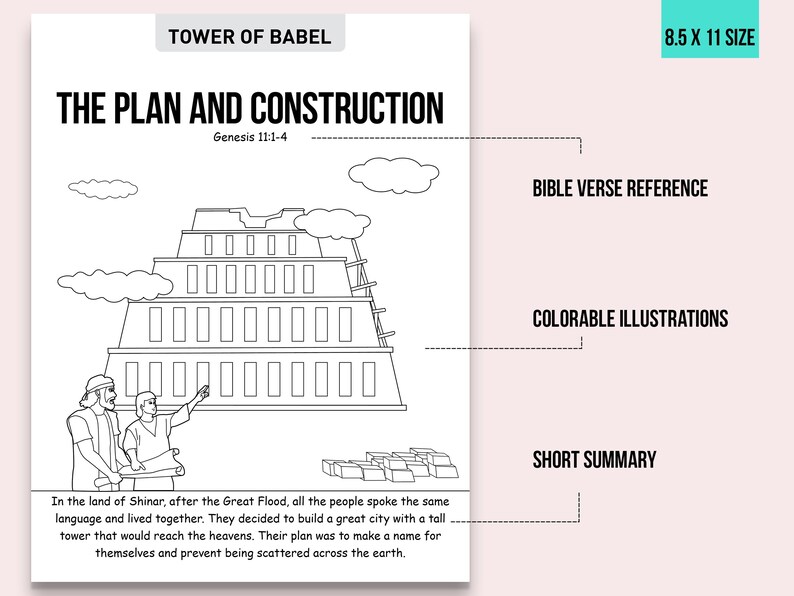 Tower of Babel Bible Story Coloring Pages-sunday School - Etsy