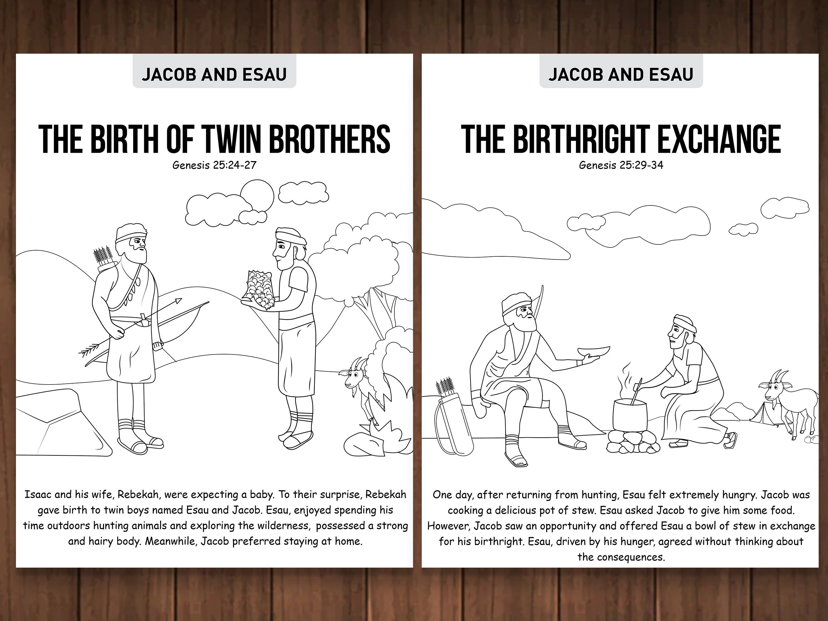 Jacob and Esau Bible Story Coloring Pagesbible Studykids - Etsy Hong Kong