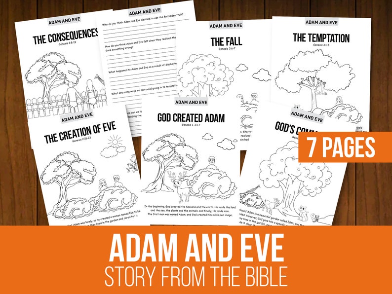 Adam and Eve Bible Story Coloring Pagessunday Schoolbible - Etsy